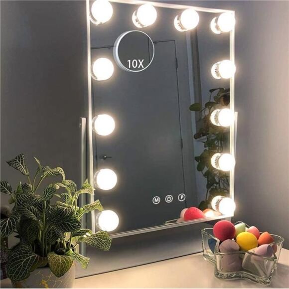 Vanity Mirror with Lights Makeup Mirror with Lights 12 Dimmable Bulbs - Picture 1 of 7